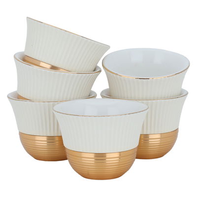 طقم فناجين قهوة عربي بورسلان السيف غاليري، 6 قطع - بيج ذهبي product image 1