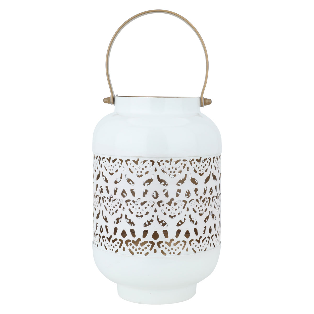 Al Saif Gallery Steel Candle Holder with Gold Handle, 13 x 13 x 20 cm, Medium - White product image