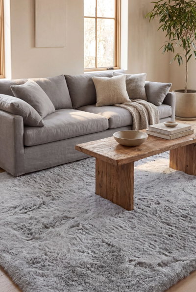 سجاده مارشميلو شكل مستطيل، 1.60×2.30 سم، صنع آلياً - رمادي فاتح product image 2