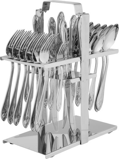 طقم ملاعق استيل مع ستاند السيف غاليري، 30 قطعة - فضي product image 7
