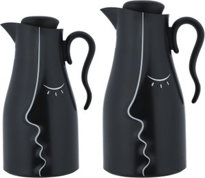 Al Saif Gallery Hawaa Thermos Set, 0.7/1 Liter, 2 Pieces, Inner Glass Case, Outer Plastic Body - Black product image 2