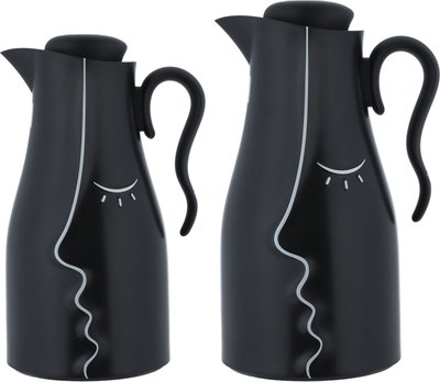 Al Saif Gallery Hawaa Thermos Set, 0.7/1 Liter, 2 Pieces, Inner Glass Case, Outer Plastic Body - Black product image 2