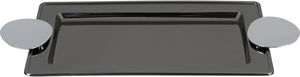 Al Saif Gallery stainless steel serving tray, 30x18.5x2 cm, rectangular, silver-black handle product image