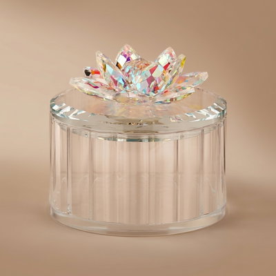 علبة تخزين زجاج السيف غاليري، 10x10x9.5 سم، دائري، غطاء - شفاف ملون product image 1