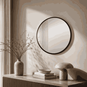 مراية دائرية زجاج، 70×70 سم، اطار معدن - اسود product image