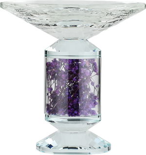 Al Saif Gallery Glass Serving Stand, Decorated With Mauve Flowers, Round, 15X15X16 Cm - Clear product image 2