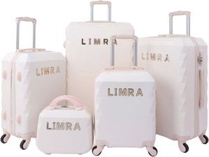 طقم شنط سفر ABS ليمرا، 5 مقاسات، 4 عجلات، زاويه 360 درجة، LMA-1152 - بيج product image