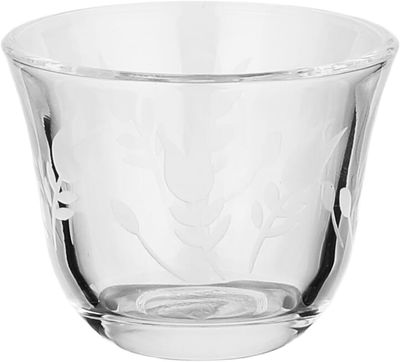 Al Saif Gallery Glass Cup and Tea Set, 18 Pieces, Stainless Steel Saucers, 12cm, Floral Pattern - Clear Silver product image 3