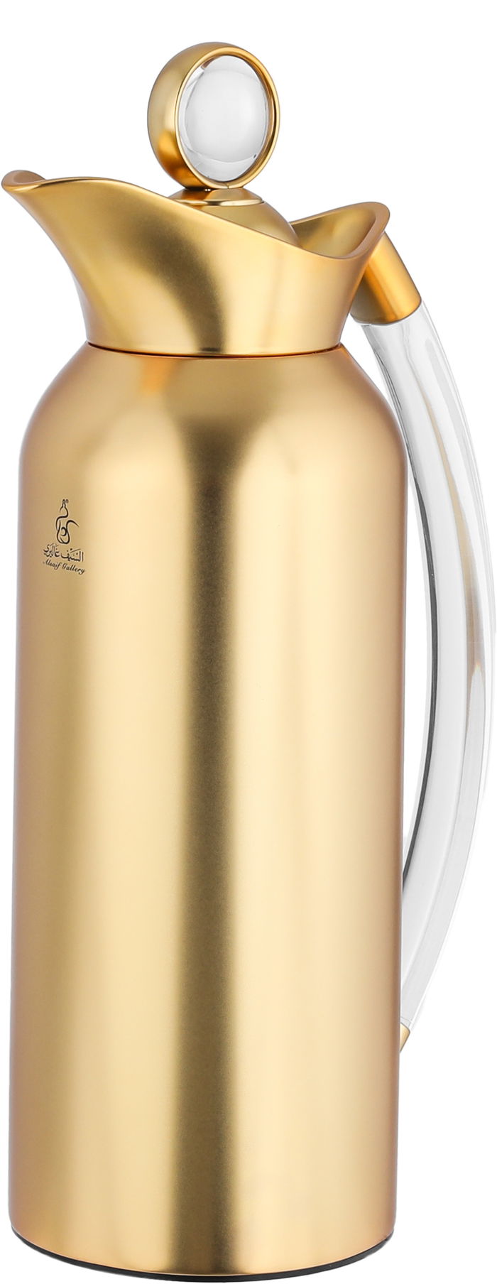 Al Saif Gallery Thuraya Thermos Set, 1/1 Liter, Glass Inner Material, Transparent Handle, Press Lid - Gold product image 4