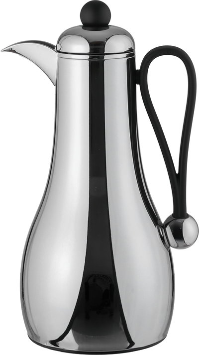 Al Saif Gallery Gheem Thermos Set, 2 Pieces, 1/1 Liter, Glass Inner Container, Black Handle - Silver product image 3