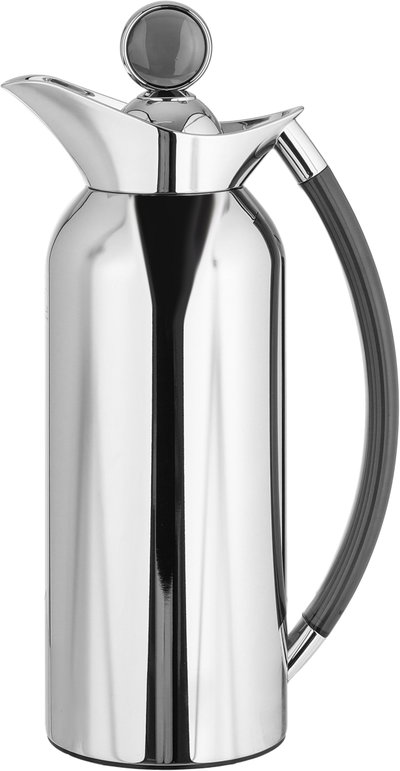 Al Saif Gallery Al Thuraya Thermos Set, 2 Pieces, 1/1 Liter, glass interior, black handle, push-button lid - silver product image 7