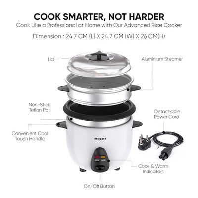 قدر طهي ارز نيكاي، 400 واط، 1 لتر، NR701A - ابيض product image 7