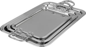Al Saif Gallery Steel Serving Set, 3 Pieces, Rectangular - Silver product image