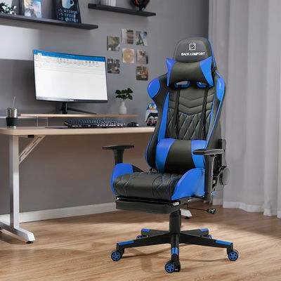 كرسي ألعاب فاخر جلد PU باك كومفورت، 66×122×132 سم - أزرق product image 3