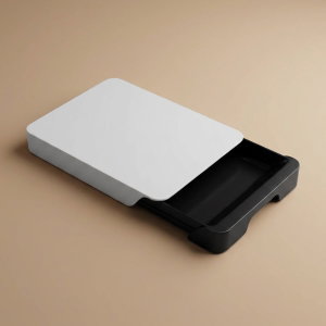 لوح تقطيع بلاستيك السيف غاليري، 30×22×4 سم - أبيض بأسود product image
