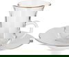 Al Saif Gallery glass tea set with porcelain plate, 12 pieces, gold line - transparent and white product image 2