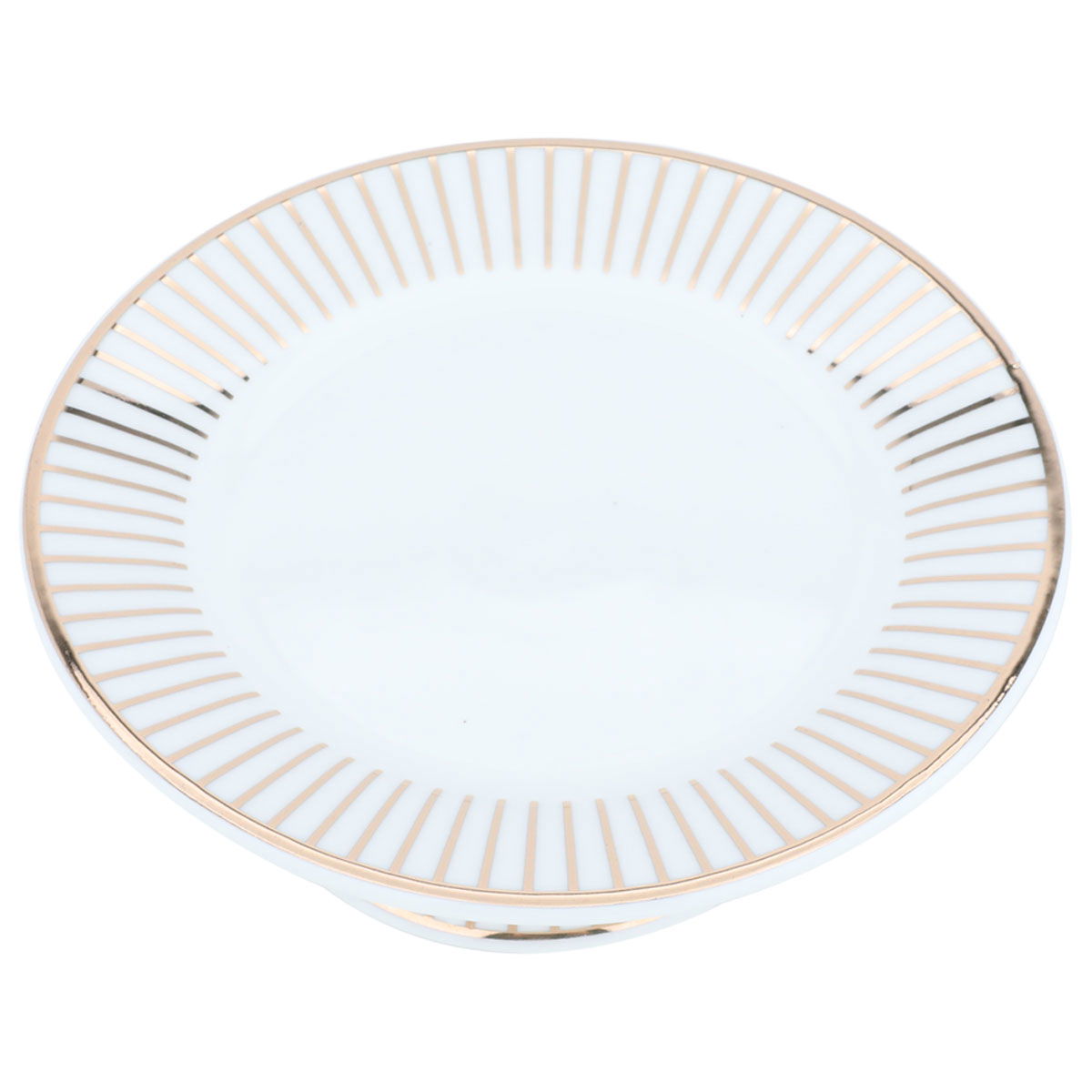 ستاند حلا بورسلان السيف غاليري، 13×13×4.5 سم، دائري، نقش خطوط ذهبي - أبيض product image 2