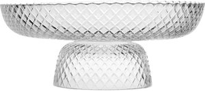 Al Saif Gallery Glass Serving Stand, Round, Engraved, 26X26X10 Cm - Clear product image 2