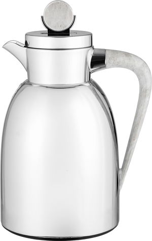 ترمس غزل السيف غاليري، 1 لتر، حافظة داخلية زجاج، ضغاط، يد رخامي - فضي لامع product image