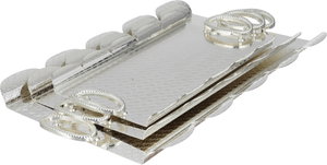 طقم طوفريات تقديم ستانلس ستيل، 3 قطع، منقوش، مقبض معدني - فضي مطفي product image 2