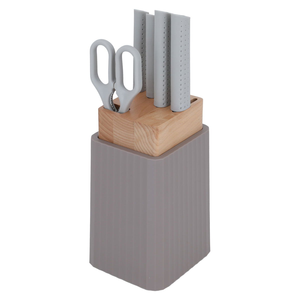 Al Saif Gallery Wooden Knife Stand, 6 Pieces - Beige product image
