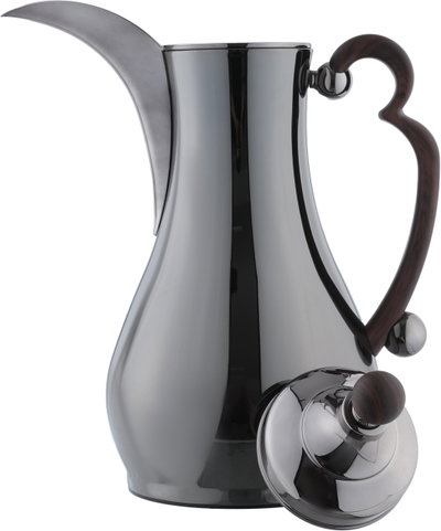 Al Saif Gallery Asalah Thermos Set, 2 pieces, 1/1 liter, glass interior, dark wood handle, push-button - black product image 6