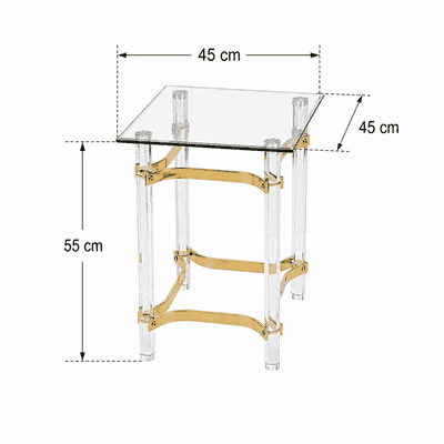 طقم طاولات زجاج و ستيل و اكرليك، 5 قطع - شفاف ذهبي product image 4