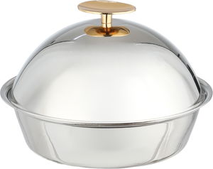 Al Saif Gallery, Date tray with stainless steel lid, Al Saif Gallery, 14.7x14.7x9 cm, round - silver gold product image
