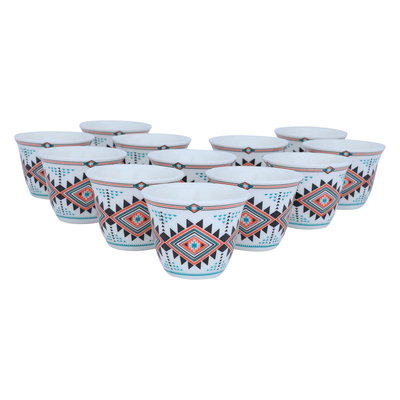طقم فناجين قهوة عربي بورسلان السيف غاليري، 12 قطعة، نقش عسيري - أبيض product image 2