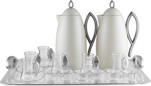 طقم ترامس العلا السيف غاليري، 21 قطعة، مع طوفرية، اكواب شاي و قهوة - لؤلؤي فضي product image