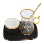 طقم تقديم شاي وقهوة زجاج السيف غاليري، نقش إسلامي، 24 قطعة - شفاف product image 4