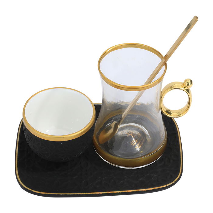 طقم تقديم شاي وقهوة زجاج السيف غاليري، نقش إسلامي، 24 قطعة - شفاف product image 4