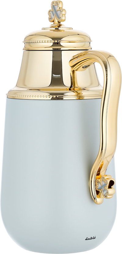 Al Saif Gallery Fatima thermos set, 1/0.7 liter, 2 pieces, thermal glass inner container, steel outer shell - light gray product image 4