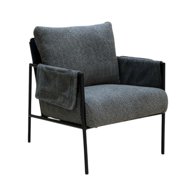 كرسي مودرن معدن، 85×60×60 سم، قماش بوكليه واسفنج - رمادي product image 3