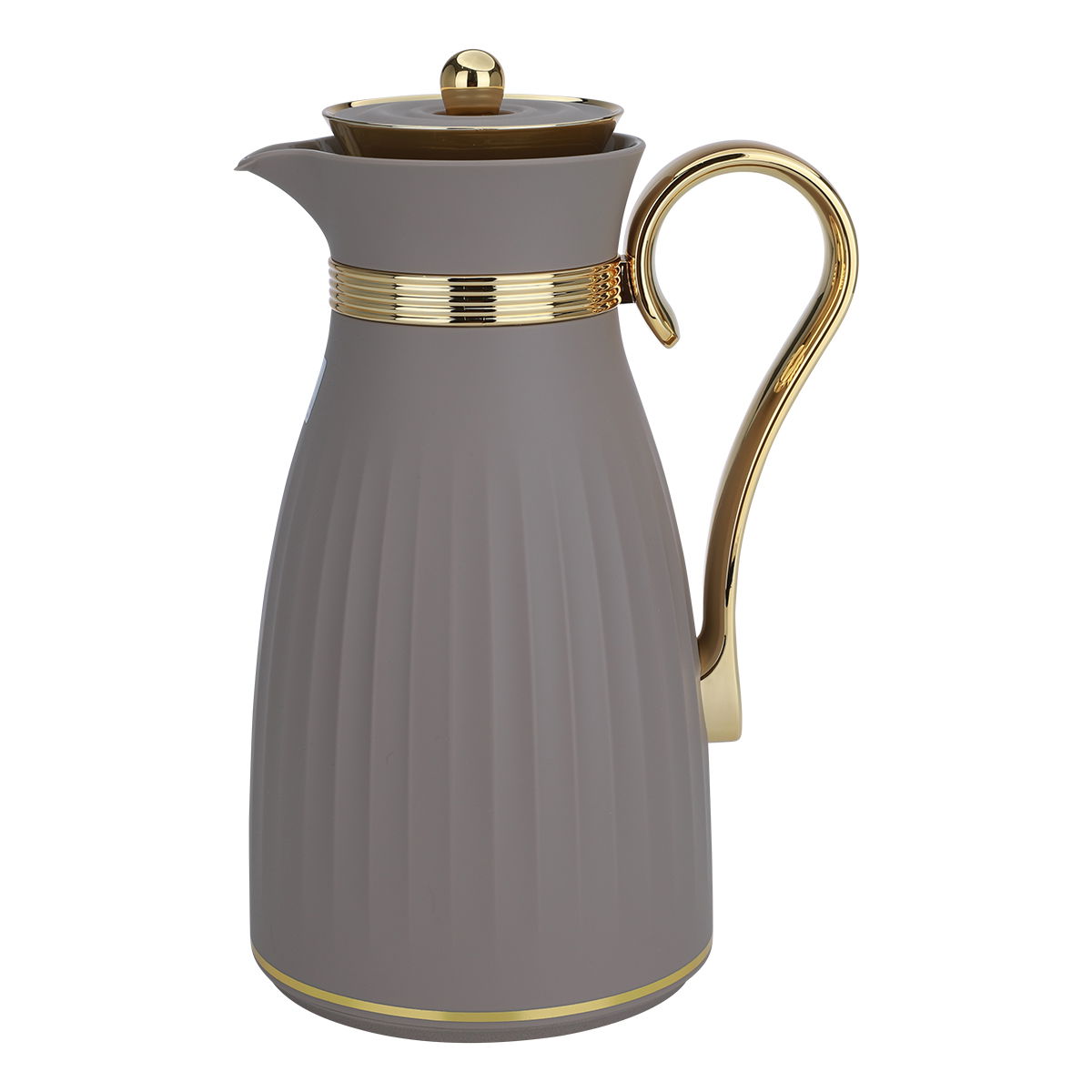 Al Saif Gallery Danat thermos set, 1/0.7 liter, thermal glass inner shell, plastic outer shell - light gray product image 3