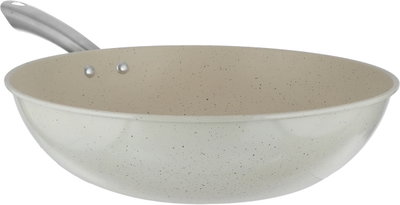 Saif Plus Granite Deep Frying Pan, 34cm, Stainless Steel Handle – Cream product image 3
