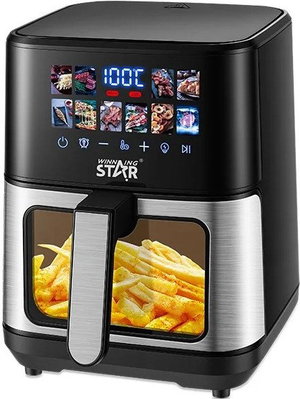 Winning Star St-9696 Air Fryer, 1400W, 4.5L, 10 Programs, Digital Display - Black Silver product image