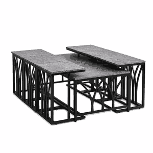 طقم طاولات خشب MDF و معدن، 7 قطع - رمادى اسود product image 2