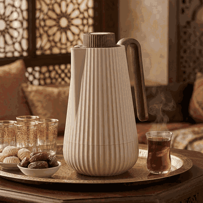 ترمس سمو جلوري، 0.7 لتر، يد خشبي، الخامة الداخلية زجاج، ضغاط - بني فاتح خشبي product image 6