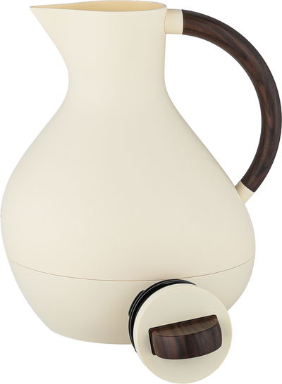 Al Saif Gallery Layal Thermos Set, 0.6/0.9 Liter, 2 Pieces, Glass Interior, Plastic Exterior, Wooden Handle, Push Button - Creamy Wooden product image 9