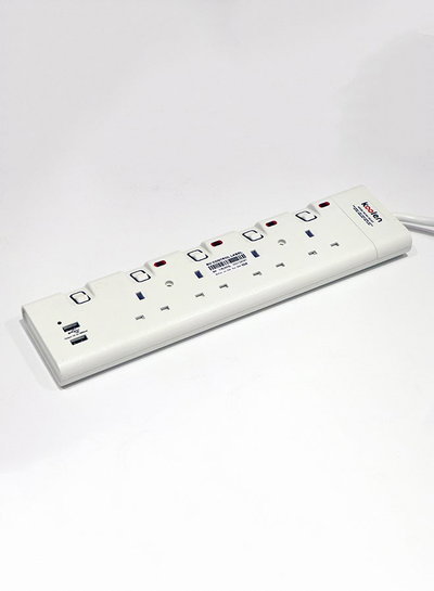 وصلة كهربائية كولن، 3250 واط، 4 مخارج، 3 متر، 2 USB، 301100007 - ابيض product image 4