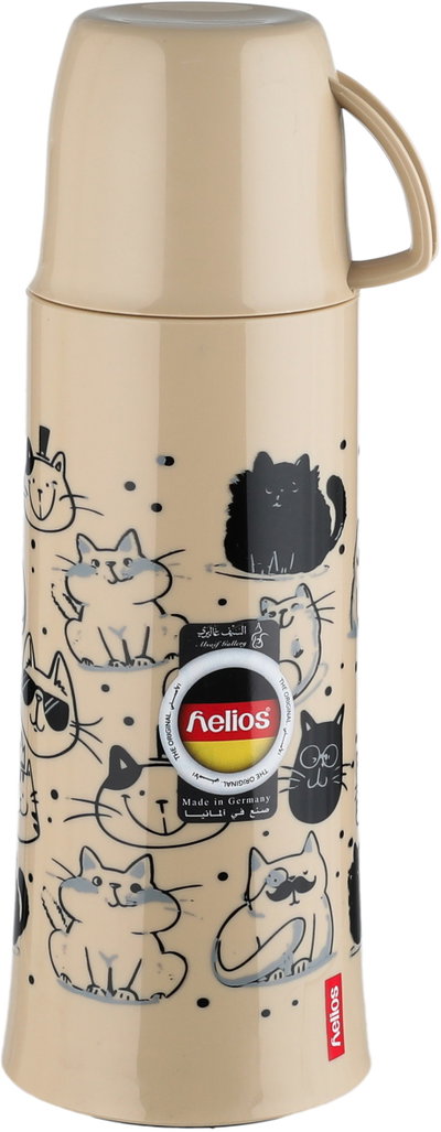 Helios German Thermos with Lid, 0.5 Liter, Heat-Resistant Glass Inner Container, Self-Service - Beige/Black product image 2
