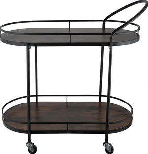 Al Saif Gallery Wooden Serving Trolley, Steel Handle, Two-Tier - Black Brown product image
