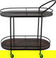 Al Saif Gallery Wooden Serving Trolley, Steel Handle, Two-Tier - Black Brown product image 1