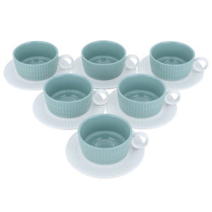 طقم فناجين قهوة سيراميك السيف غاليري، 12 قطعة - اخضر ابيض product image 2