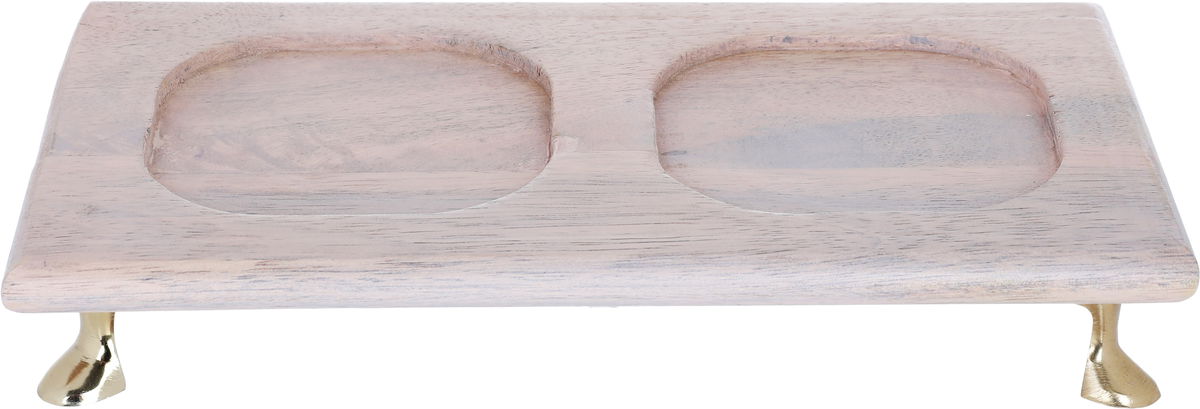 Al Saif Gallery glass candy set, 3 pieces, with wooden lid - transparent brown product image 4