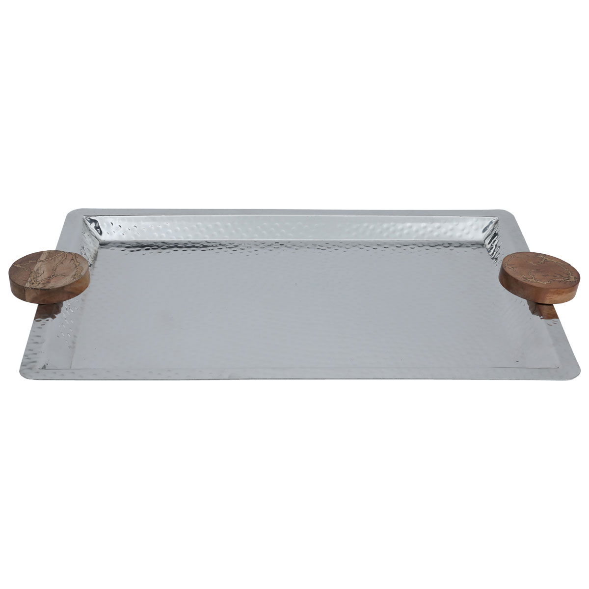 Al Saif Gallery Steel Presentation Topper, 3.5 x 33 x 55.5 cm, Rectangle, Wooden Handle - Silver product image