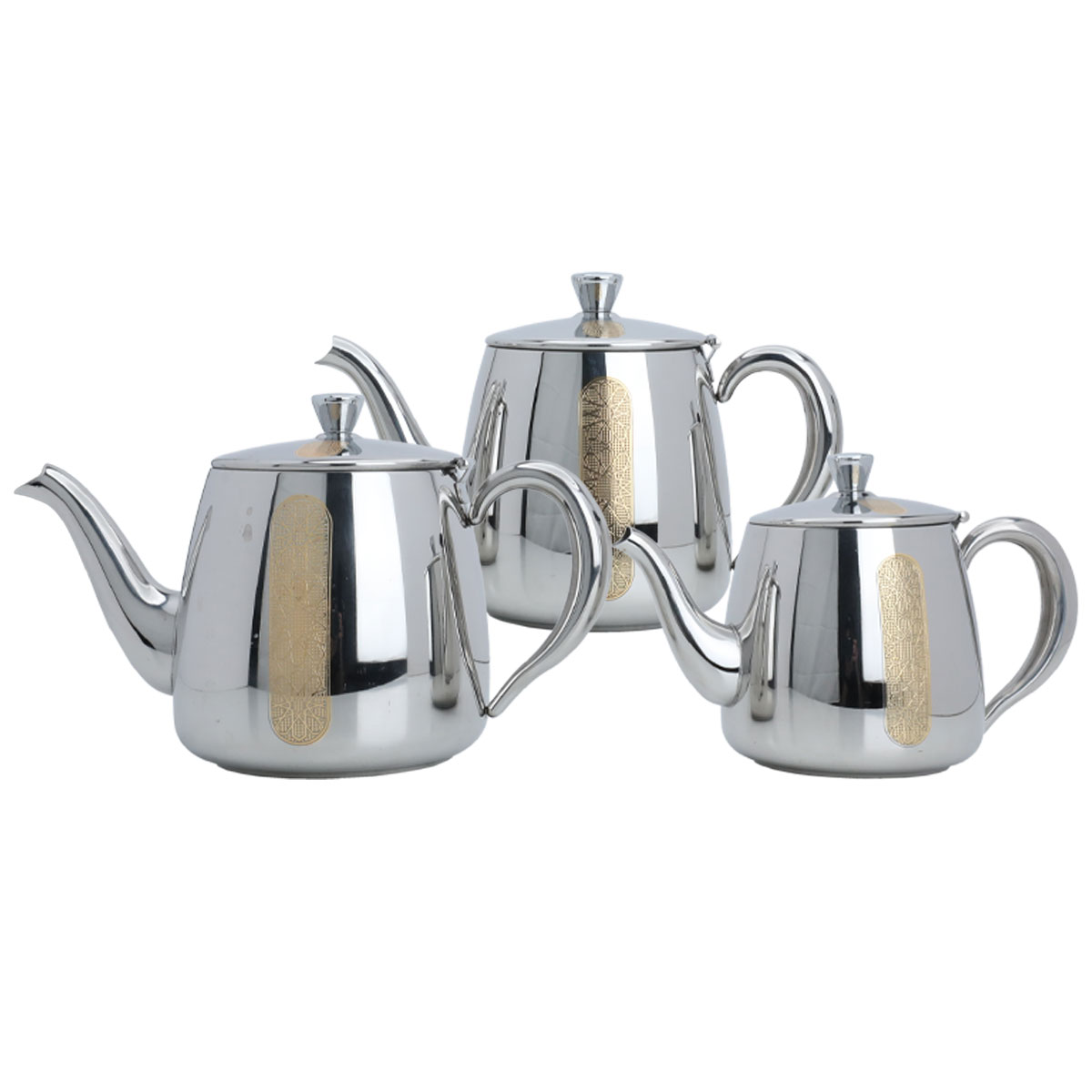 Al Saif Gallery Steel Teapot Set, 3 Pieces - Silver product image 1