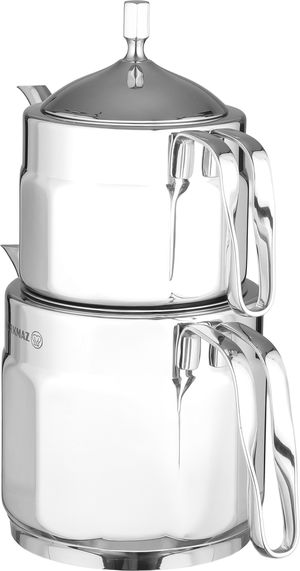 Korkmaz Dropa Turkish Samaro Double Stainless Steel Refrigerator Nostalgia Medi, 0.9/1.6 Liter, 2 Pieces, Internal Strainer - Silver product image 2