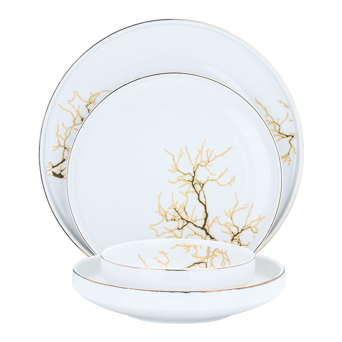 Al Saif Gallery porcelain dining set, 24 pieces - golden white product image 1